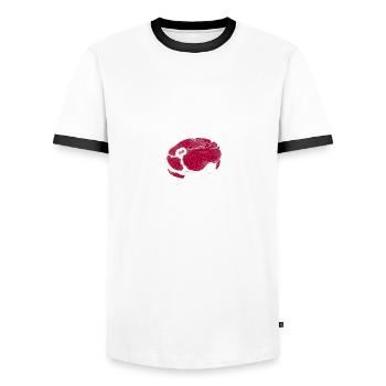 Grillmeister Metzger - Männer Kontrast-T-Shirt - Weiß/Schwarz - Vorne - AI Model Female 172 light (172cm) & AI Model Male 178 dark (178cm)