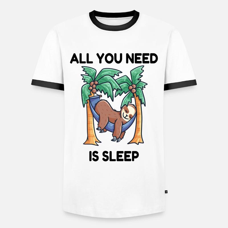 Sloth hammock sleeping - Men's Ringer Shirt - white/black