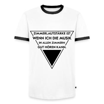 Zimmerlautstärke Laute Musik Live - Männer Kontrast-T-Shirt - Weiß/Schwarz - Vorne - AI Model Female 172 light (172cm) & AI Model Male 178 dark (178cm)