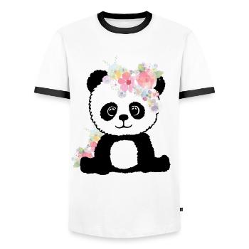 Panda Lustig Geschenk Damen Herren Kinder - Männer Kontrast-T-Shirt - Weiß/Schwarz - Vorne - AI Model Female 172 light (172cm) & AI Model Male 178 dark (178cm)
