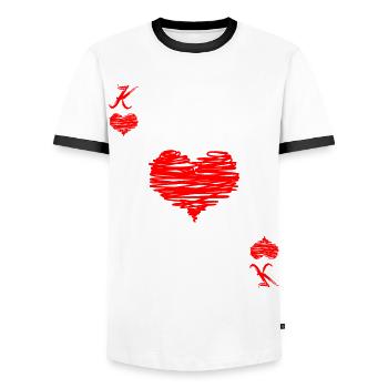 Herz König Spielkarte Vintage Poker - Männer Kontrast-T-Shirt - Weiß/Schwarz - Vorne - AI Model Female 172 light (172cm) & AI Model Male 178 dark (178cm)