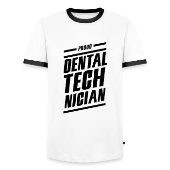 dental technician - Men's Ringer Shirt - white/black - Front - AI Model Female 172 light (172cm) & AI Model Male 178 dark (178cm)