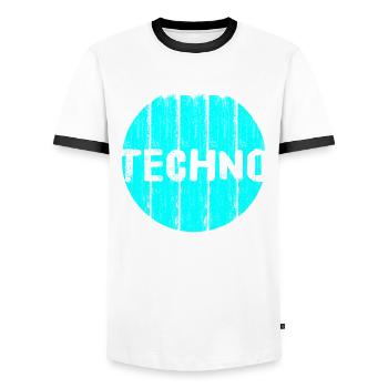 Techno edm Hardstyle Jumpstyle Festival Party - T-shirt contrasté Homme - blanc/noir - Devant - AI Model Female 172 light (172cm) & AI Model Male 178 dark (178cm)