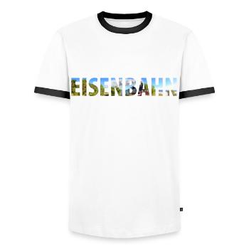 Zug Eisenbahn Eisenbahner Züge Triebfahrzeugführer - Männer Kontrast-T-Shirt - Weiß/Schwarz - Vorne - AI Model Female 172 light (172cm) & AI Model Male 178 dark (178cm)