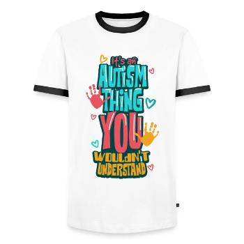 Autismus Autist - Männer Kontrast-T-Shirt - Weiß/Schwarz - Vorne - AI Model Female 172 light (172cm) & AI Model Male 178 dark (178cm)
