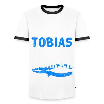 Heimwerker Tobias - Männer Kontrast-T-Shirt - Weiß/Schwarz - Vorne - AI Model Female 172 light (172cm) & AI Model Male 178 dark (178cm)