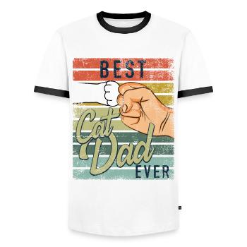 Best Cat Dad Ever - Men's Ringer Shirt - white/black - Front - AI Model Female 172 light (172cm) & AI Model Male 178 dark (178cm)