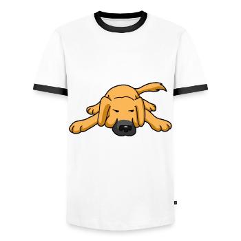 Watchdog Dog Tired Dog Walker Animal Lover Dogs - Men's Ringer Shirt - white/black - Front - AI Model Female 172 light (172cm) & AI Model Male 178 dark (178cm)