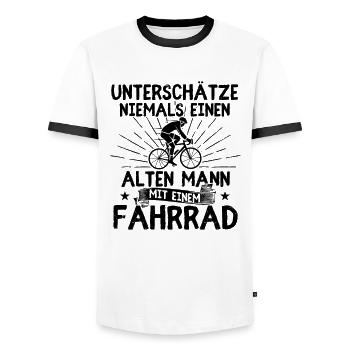 Fahrrad Radfahrer Bike Rentner Alter Mann Spruch - Männer Kontrast-T-Shirt - Weiß/Schwarz - Vorne - AI Model Female 172 light (172cm) & AI Model Male 178 dark (178cm)