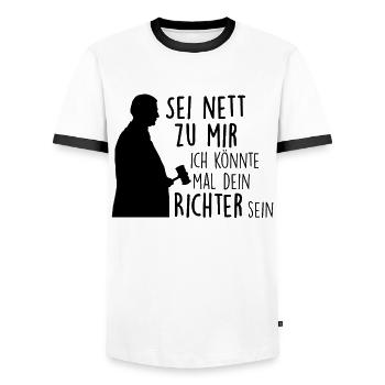 Zukünftiger Richter - Männer Kontrast-T-Shirt - Weiß/Schwarz - Vorne - AI Model Female 172 light (172cm) & AI Model Male 178 dark (178cm)