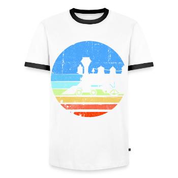 Zug Eisenbahn Eisenbahner trains drivers - Men's Ringer Shirt - white/black - Front - AI Model Female 172 light (172cm) & AI Model Male 178 dark (178cm)