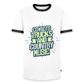 Camionneur de musique country - T-shirt contrasté Homme - blanc/noir - Devant - AI Model Female 172 light (172cm) & AI Model Male 178 dark (178cm)