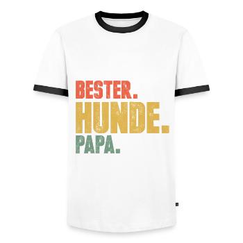 Hunde Papa Hund Vater Vatertag - Männer Kontrast-T-Shirt - Weiß/Schwarz - Vorne - AI Model Female 172 light (172cm) & AI Model Male 178 dark (178cm)