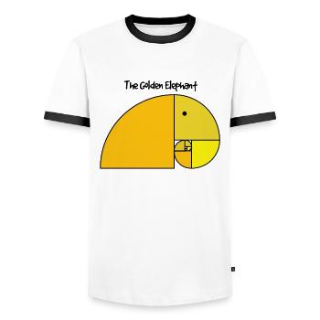Éléphant de Fibonacci - éléphant doré - T-shirt contrasté Homme - blanc/noir - Devant - AI Model Female 172 light (172cm) & AI Model Male 178 dark (178cm)