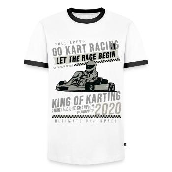 go Kart - Men's Ringer Shirt - white/black - Front - AI Model Female 172 light (172cm) & AI Model Male 178 dark (178cm)