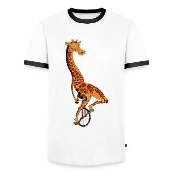Unicycle, unicycle giraffe - Men's Ringer Shirt - white/black - Front - AI Model Female 172 light (172cm) & AI Model Male 178 dark (178cm)