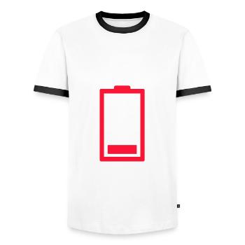 Papa Vater Batterie leer Familienshirt - Männer Kontrast-T-Shirt - Weiß/Schwarz - Vorne - AI Model Female 172 light (172cm) & AI Model Male 178 dark (178cm)