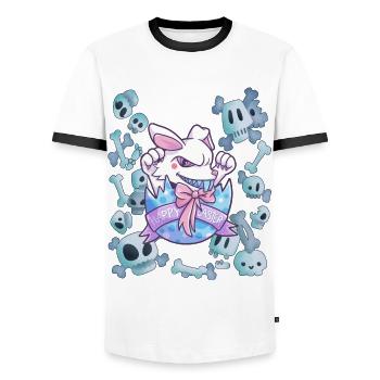 Cadeau de crâne de lapin de Pâques - T-shirt contrasté Homme - blanc/noir - Devant - AI Model Female 172 light (172cm) & AI Model Male 178 dark (178cm)