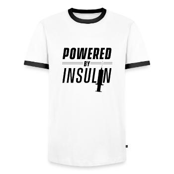 diabetic - Men's Ringer Shirt - white/black - Front - AI Model Female 172 light (172cm) & AI Model Male 178 dark (178cm)