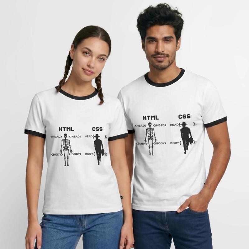 HTML vs CSS Programmiersprache Männer Kontrast-T-Shirt