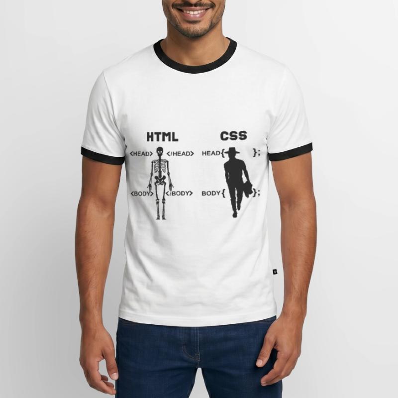 HTML vs CSS Programmiersprache Männer Kontrast-T-Shirt