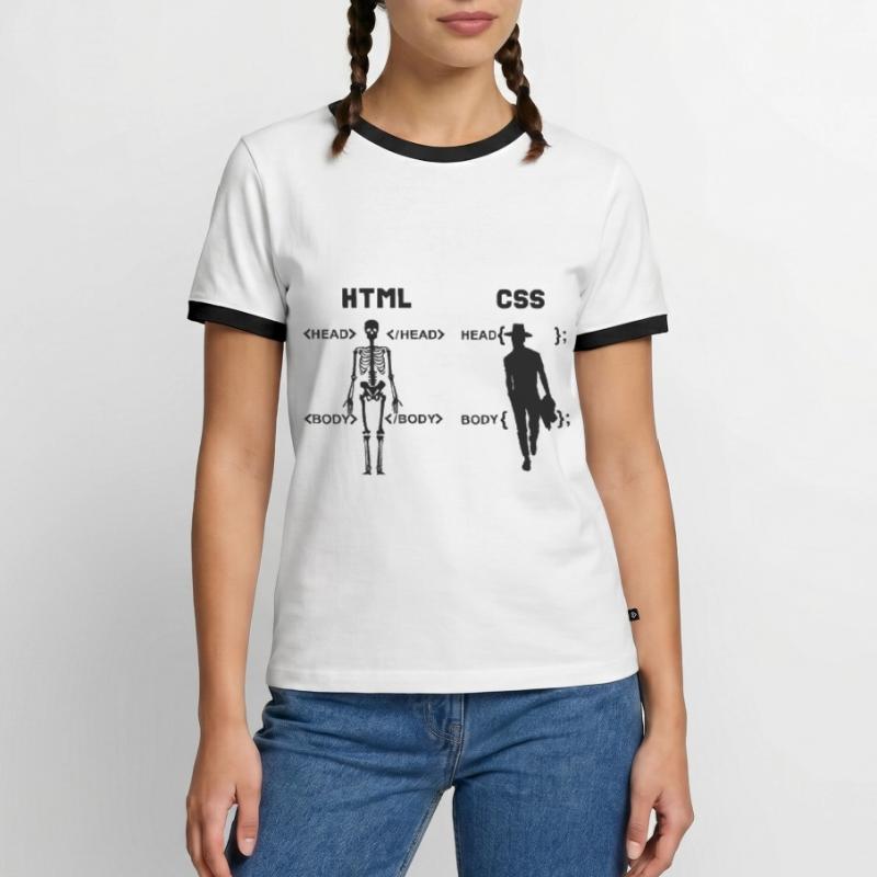 HTML vs CSS Programmiersprache Männer Kontrast-T-Shirt