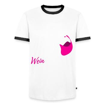 Wein - Männer Kontrast-T-Shirt - Weiß/Schwarz - Vorne - AI Model Female 172 light (172cm) & AI Model Male 178 dark (178cm)