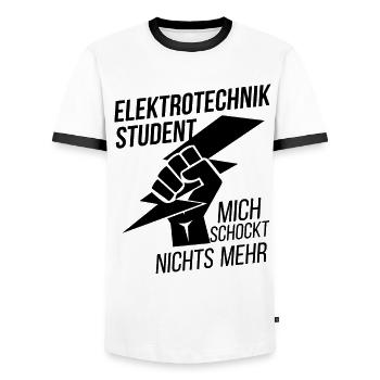 Elektrotechnik Student - Männer Kontrast-T-Shirt - Weiß/Schwarz - Vorne - AI Model Female 172 light (172cm) & AI Model Male 178 dark (178cm)