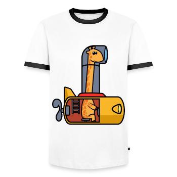 U-Boot Giraffe Lustig - Männer Kontrast-T-Shirt - Weiß/Schwarz - Vorne - AI Model Female 172 light (172cm) & AI Model Male 178 dark (178cm)