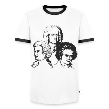 Bach Mozart Beethoven - Männer Kontrast-T-Shirt - Weiß/Schwarz - Vorne - AI Model Female 172 light (172cm) & AI Model Male 178 dark (178cm)