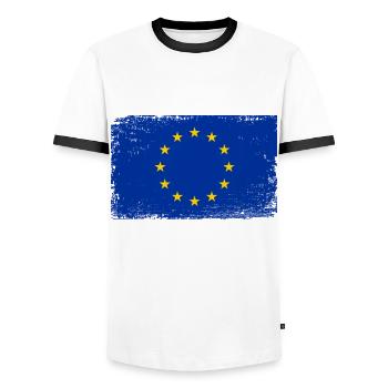 European elections EU Europe flag - Men's Ringer Shirt - white/black - Front - AI Model Female 172 light (172cm) & AI Model Male 178 dark (178cm)