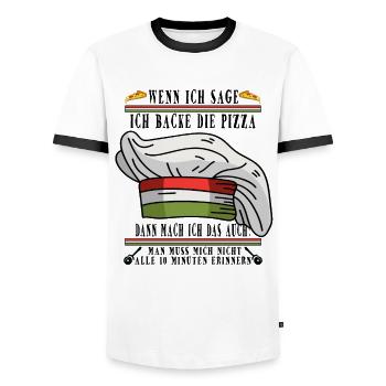 Witziges Pizzabäcker Pizzakoch Italien Pizza Koch - Männer Kontrast-T-Shirt - Weiß/Schwarz - Vorne - AI Model Female 172 light (172cm) & AI Model Male 178 dark (178cm)