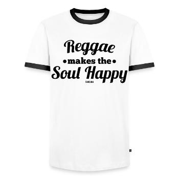 Musique reggae Rasta Jamaïque marijuana - T-shirt contrasté Homme - blanc/noir - Devant - AI Model Female 172 light (172cm) & AI Model Male 178 dark (178cm)