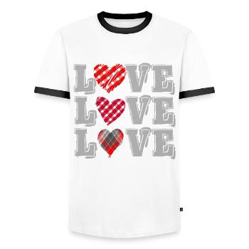 Love Love Love - Männer Kontrast-T-Shirt - Weiß/Schwarz - Vorne - AI Model Female 172 light (172cm) & AI Model Male 178 dark (178cm)