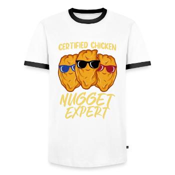 Expert en pépites de poulet - T-shirt contrasté Homme - blanc/noir - Devant - AI Model Female 172 light (172cm) & AI Model Male 178 dark (178cm)