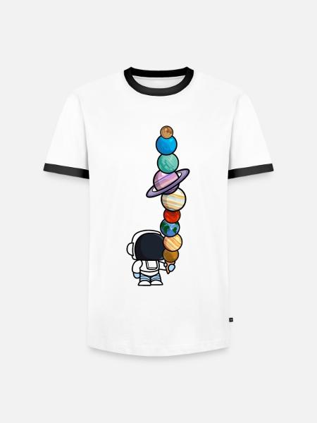 Astronaut Eis Essen Planeten Lustig - Männer Kontrast-T-Shirt - Weiß/Schwarz