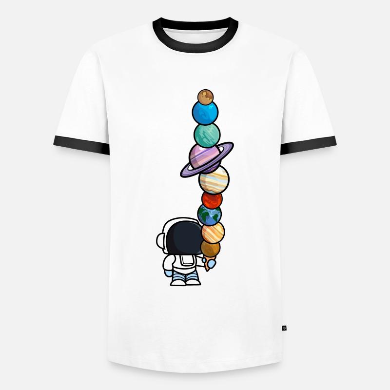 Astronaut Eis Essen Planeten Lustig - Männer Kontrast-T-Shirt - Weiß/Schwarz