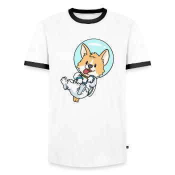 Space Corgi - Männer Kontrast-T-Shirt - Weiß/Schwarz - Vorne - AI Model Female 172 light (172cm) & AI Model Male 178 dark (178cm)
