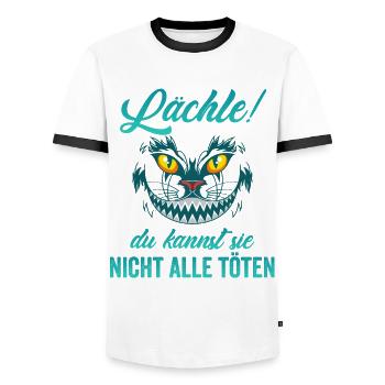 Lächle! Du kannst sie nicht alle töten - Männer Kontrast-T-Shirt - Weiß/Schwarz - Vorne - AI Model Female 172 light (172cm) & AI Model Male 178 dark (178cm)