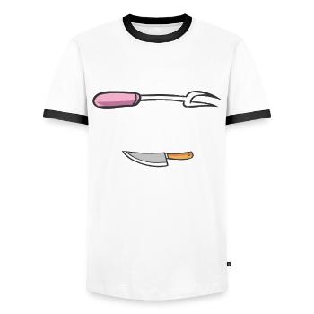 Der Tut Nix Der Will Nur Kochen Hobbykoch - Männer Kontrast-T-Shirt - Weiß/Schwarz - Vorne - AI Model Female 172 light (172cm) & AI Model Male 178 dark (178cm)