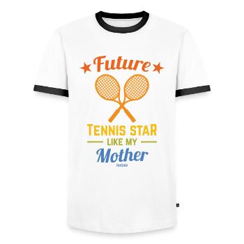 Tennis sport entraîneur balle de tennis drôle - T-shirt contrasté Homme - blanc/noir - Devant - AI Model Female 172 light (172cm) & AI Model Male 178 dark (178cm)
