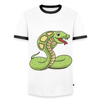 Cobra reptiles snake wildlife exotic animals - Men's Ringer Shirt - white/black - Front - AI Model Female 172 light (172cm) & AI Model Male 178 dark (178cm)