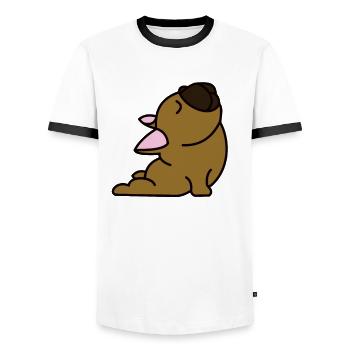 Mops yoga shirt - Men's Ringer Shirt - white/black - Front - AI Model Female 172 light (172cm) & AI Model Male 178 dark (178cm)