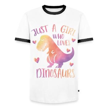 Just a girl who loves Dinosaurs - Men's Ringer Shirt - white/black - Front - AI Model Female 172 light (172cm) & AI Model Male 178 dark (178cm)