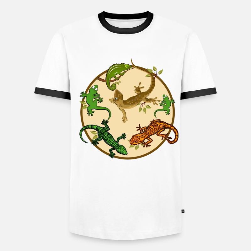 Gecko lizard - Men's Ringer Shirt - white/black