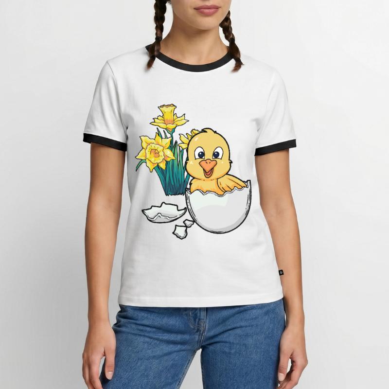 Joyeux Easter Chicks Easter Egg Kids Bébé Chick Egg Egg T-shirt contrasté Homme