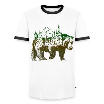 Bär Natur Landschaft Gebirge - Männer Kontrast-T-Shirt - Weiß/Schwarz - Vorne - AI Model Female 172 light (172cm) & AI Model Male 178 dark (178cm)