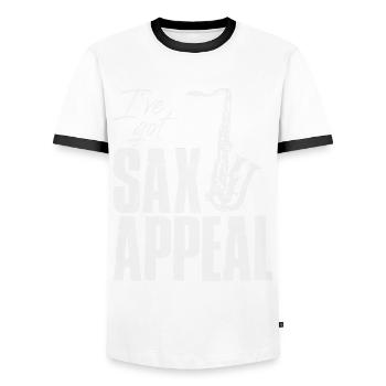 I've got Sax Appeal - Männer Kontrast-T-Shirt - Weiß/Schwarz - Vorne - AI Model Female 172 light (172cm) & AI Model Male 178 dark (178cm)