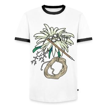 Mountaineer Outdoor Edelweiss Mountaineering Tyrol - Men's Ringer Shirt - white/black - Front - AI Model Female 172 light (172cm) & AI Model Male 178 dark (178cm)