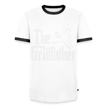 Le barbecue - T-shirt contrasté Homme - blanc/noir - Devant - AI Model Female 172 light (172cm) & AI Model Male 178 dark (178cm)